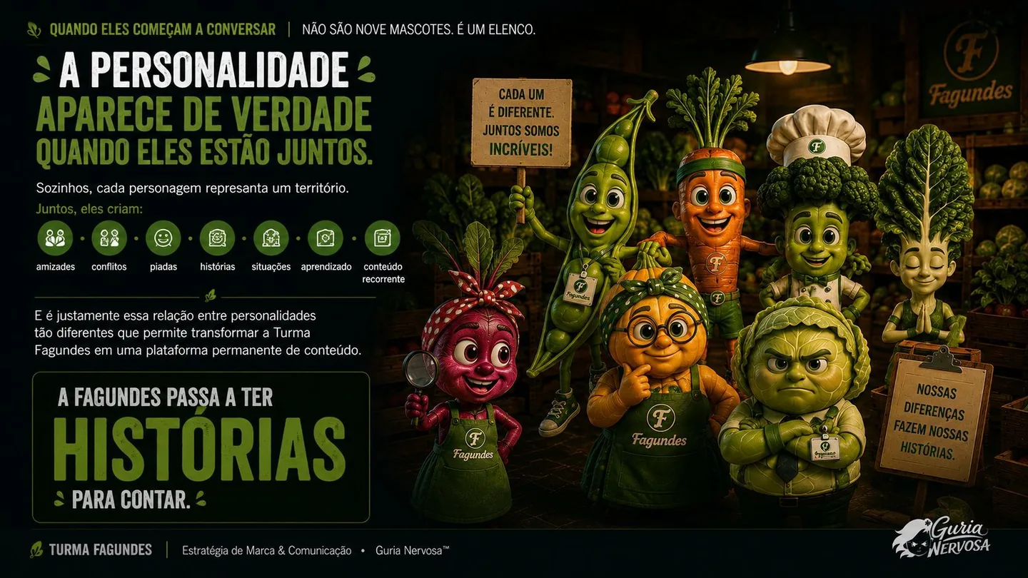 Turma Fagundes reunida sob a frase A Fagundes passa a ter histórias